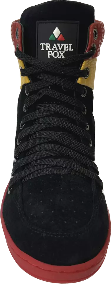 ✅ Travel Fox High Top Men’s Black Red Green Yellow Suede 922721233