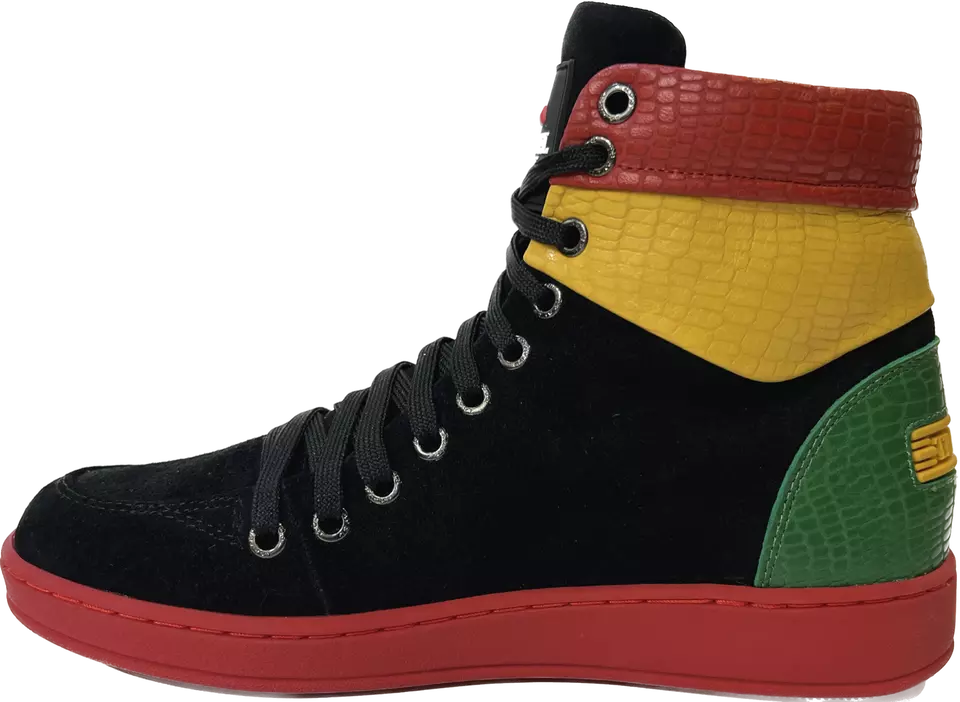 ✅ Travel Fox High Top Men’s Black Red Green Yellow Suede 922721233