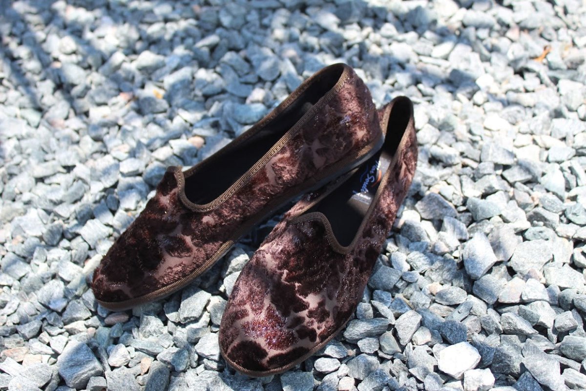 Moirette Burn Out Lurex Women’S Velvet Marrone Slip On by Mar Soreli – Don't Panic Shoes