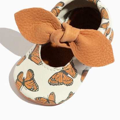 Monarch Butterfly Knotted Bow Baby Shoe Knotted Bow Mocc by Freshly Picked – Don't Panic Shoes