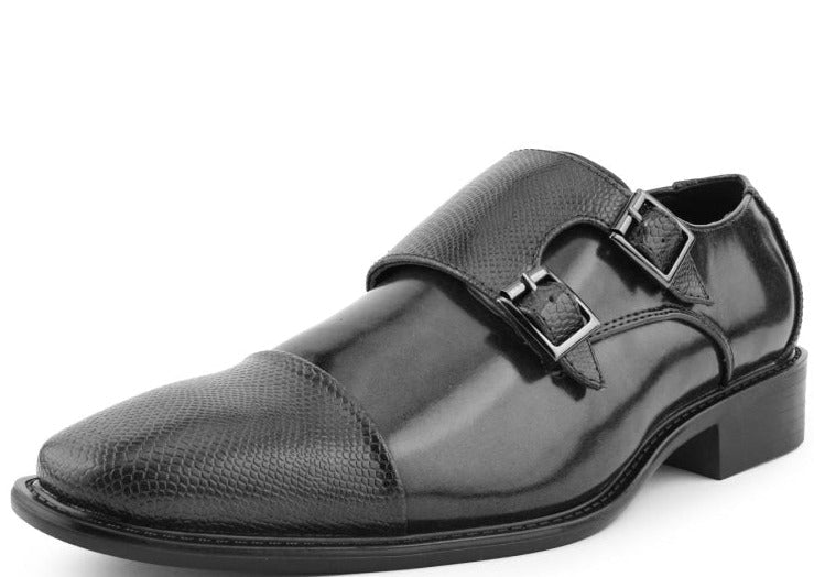 Buy Bolano Bancroft Black Men'S Double Monk Strap Leather Shoes - Monk Straps from Don’t Panic Shoes | Best Prices & Fast Shipping