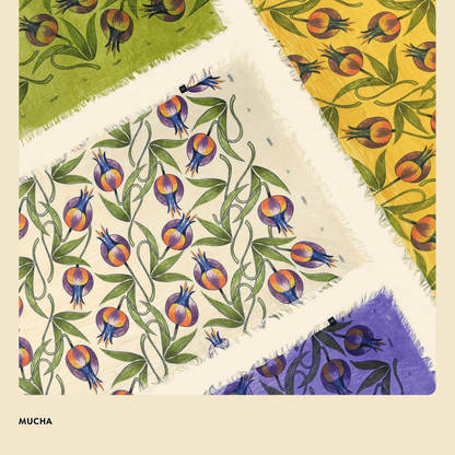 Mucha 50 Bamboo Fiber Off White Fabric Art Inspired Bamboo Scarves by Mar Soreli – Don't Panic Shoes