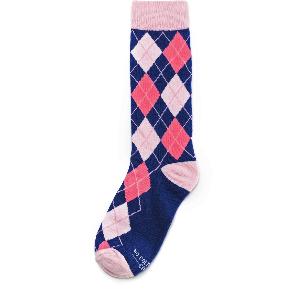 Navy And Pink Argyle Socks Classic Fun Dress Pair For Everyday Wear Comfortable Stylish Socks by No Cold Feet – Don't Panic Shoes