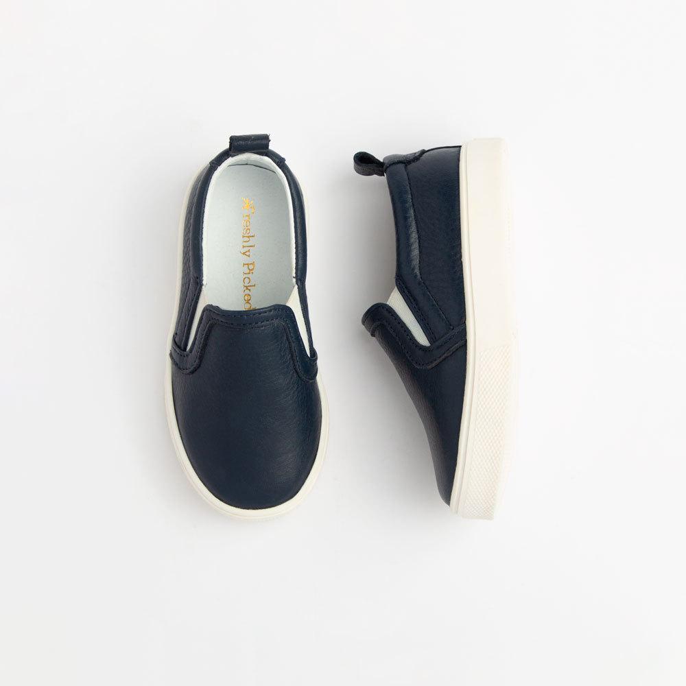 Navy Classic Slip On Kids - Slip - On Sneaker by Freshly Picked – Don't Panic Shoes
