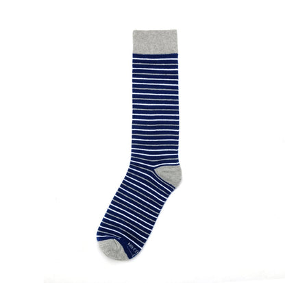 Navy White And Grey Striped Socks Classic Timeless Nautical Inspired Everyday Casual Crew Socks Socks by No Cold Feet – Don't Panic Shoes