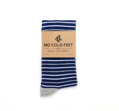 Navy White And Grey Striped Socks Classic Timeless Nautical Inspired Everyday Casual Crew Socks Socks by No Cold Feet – Don't Panic Shoes
