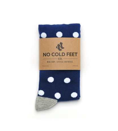 Navy With White Polka Dot Womens Cotton Blend Crew Socks Evening Star Pattern Soft Comfortable Socks by No Cold Feet – Don't Panic Shoes