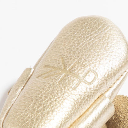 Newborn Platinum Knotted Bow Baby Shoe Knotted Bow Mocc by Freshly Picked – Don't Panic Shoes