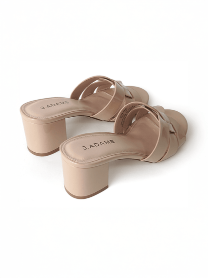 Nori | Beige Patent Sandals by J.Adams – Don't Panic Shoes