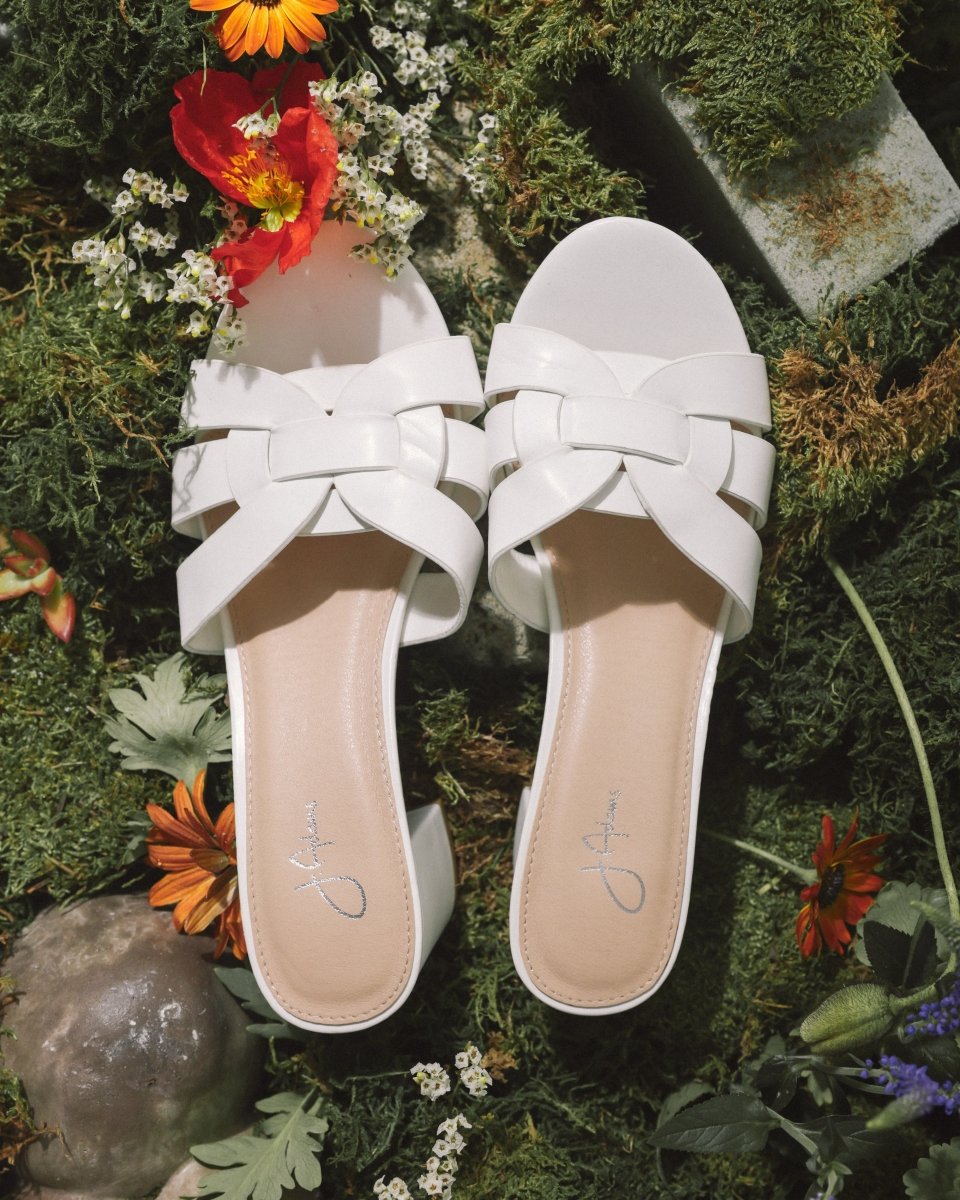 Nori | White Sandals by J.Adams – Don't Panic Shoes