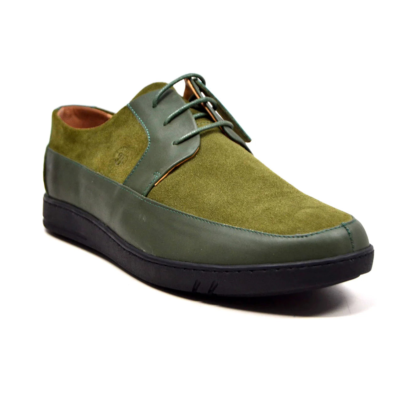 British Walkers Westminster Vintage Bally Style Men's Olive Green Leather and Suede Low Top Sneakers