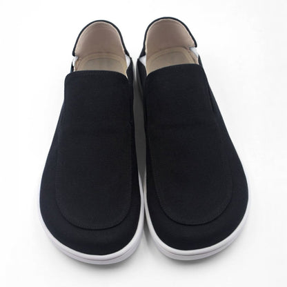 Oso Cg2 Canvas Black White Zero Drop Slip On Wide Toe Shoe Shoe by Bearfoot – Don't Panic Shoes