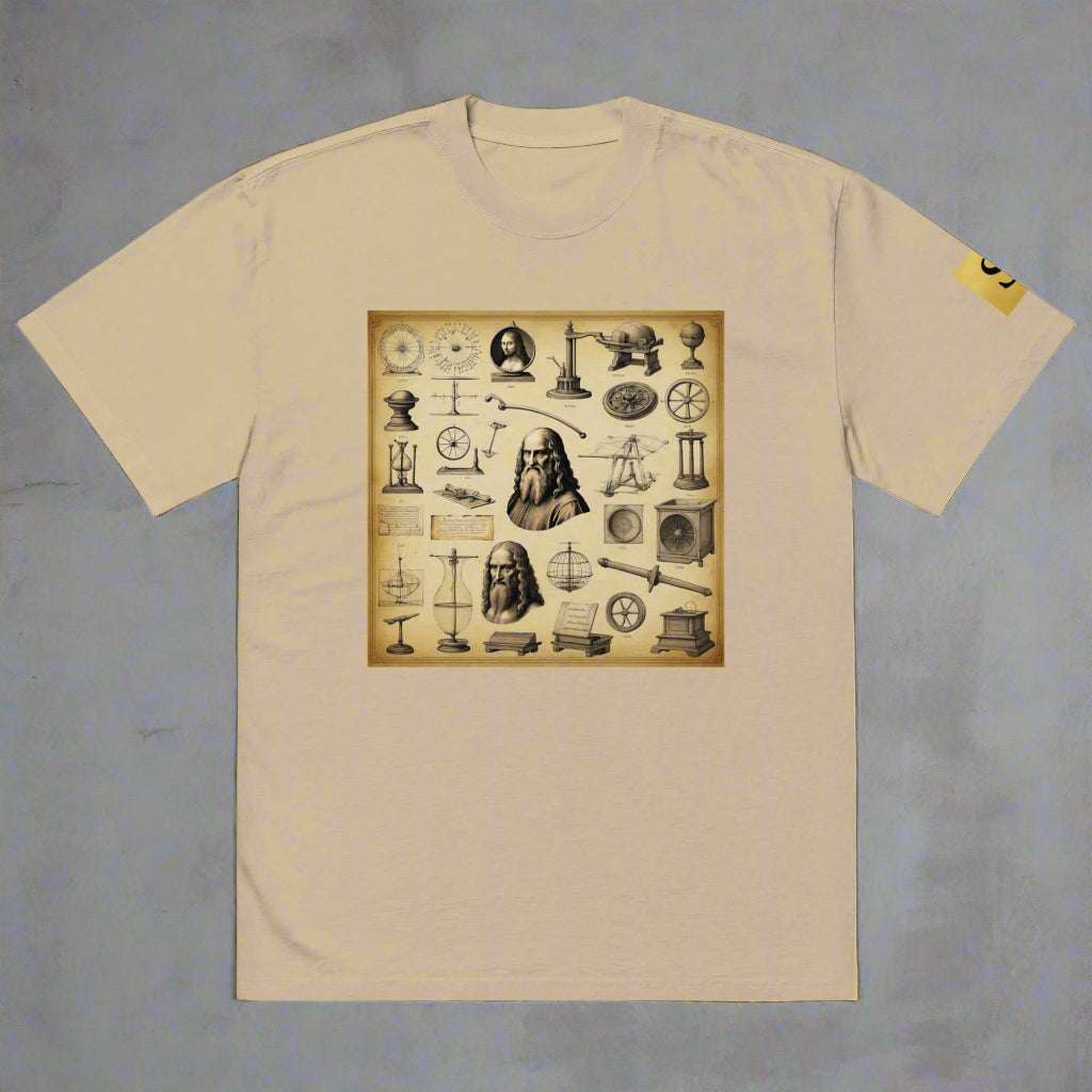 "DAVINCI" unisex Oversized graphic print faded t-shirt