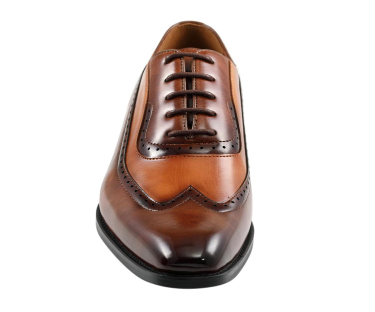 Top view of the Everett Tan leather shoe with comfortable cushioned insole