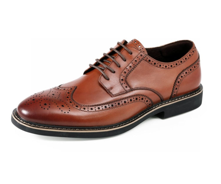 AG1784 Tan leather loafers with hand-stitched detailing and cushioned insole