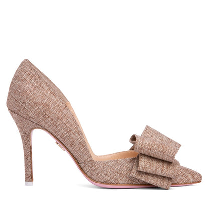 OxSana Women’s Handmade Italian Leather And Linen Pump Heels by Beautiisoles – Don't Panic Shoes