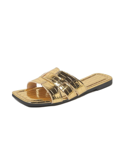 Paloma | Gold Crocodile Sandals by J.Adams – Don't Panic Shoes