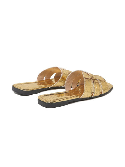 Paloma | Gold Crocodile Sandals by J.Adams – Don't Panic Shoes