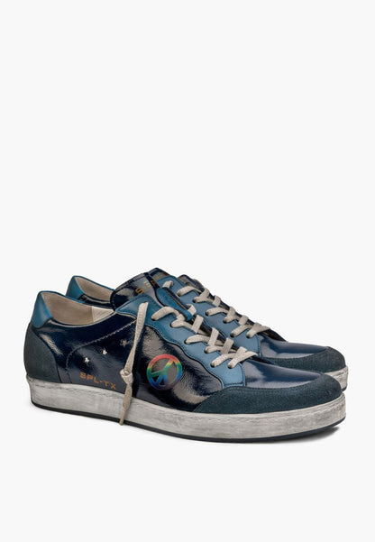 Patent Leather And Suede Navy Distressed Pace Sneaker MEN SHOES by Sepol Shoes – Don't Panic Shoes