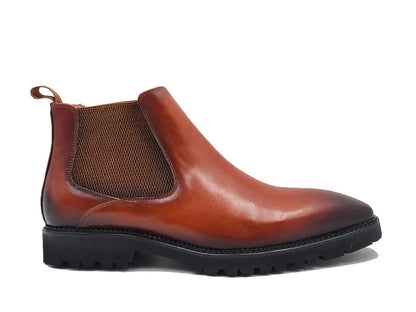 Patina Chelsea Boot Lug Sole Calf Leather All Day Comfort Kb480 - 102 Boots by Carrucci Shoes – Don't Panic Shoes