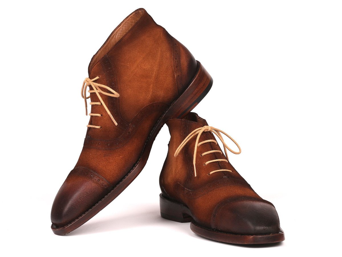 Paul Parkman Antique Suede Brown Cap Toe Ankle Boots (Id644brw17) by Paul Parkman – Don't Panic Shoes