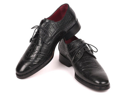 Paul Parkman Black Crocodile Embossed Calfskin Goodyear Welted Derby Shoes (Id5254blk) by Paul Parkman – Don't Panic Shoes