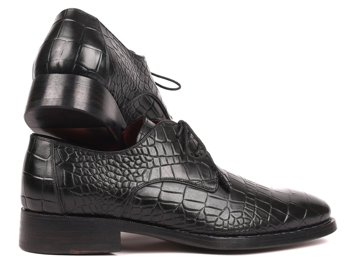 Paul Parkman Black Crocodile Embossed Calfskin Goodyear Welted Derby Shoes (Id5254blk) by Paul Parkman – Don't Panic Shoes