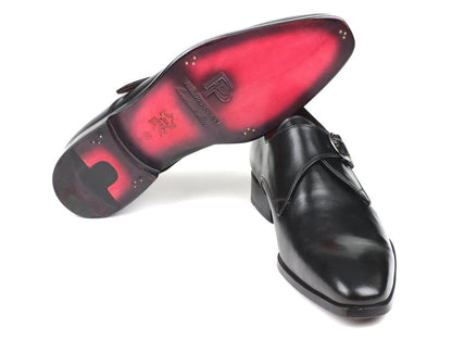 Paul Parkman Black Leather Single Monkstraps (Id011blk54) by Paul Parkman – Don't Panic Shoes