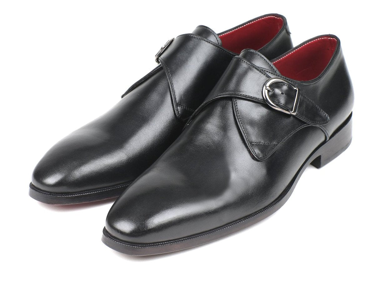 Paul Parkman Black Leather Single Monkstraps (Id011blk54) by Paul Parkman – Don't Panic Shoes