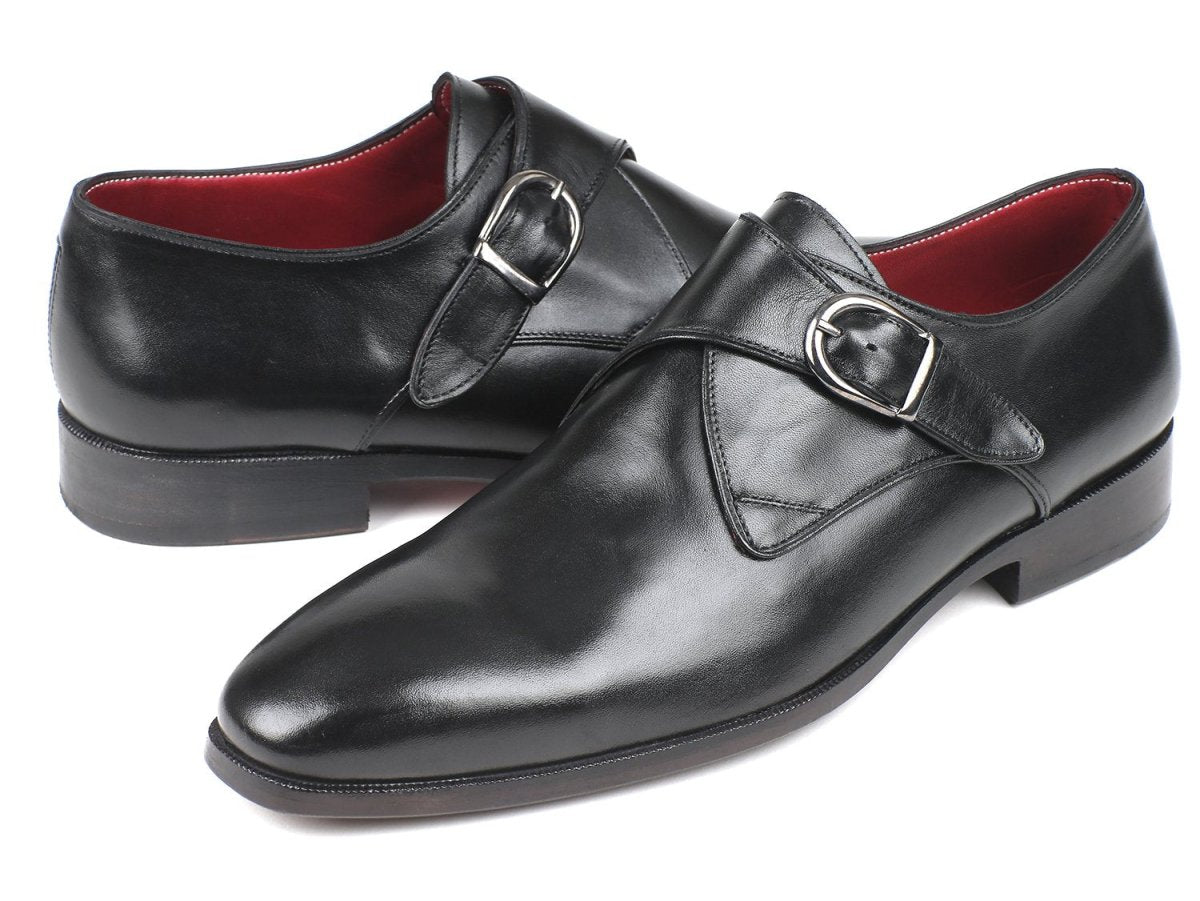Paul Parkman Black Leather Single Monkstraps (Id011blk54) by Paul Parkman – Don't Panic Shoes