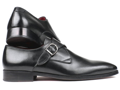 Paul Parkman Black Leather Single Monkstraps (Id011blk54) by Paul Parkman – Don't Panic Shoes