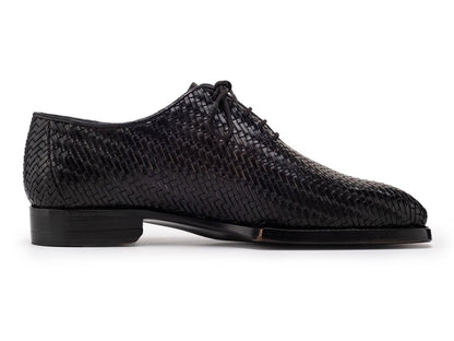Paul Parkman Black Woven Leather Hand - Welted OxFord Shoes for Men (Id144wn72) by Paul Parkman – Don't Panic Shoes