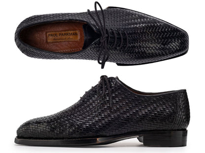 Paul Parkman Black Woven Leather Hand - Welted OxFord Shoes for Men (Id144wn72) by Paul Parkman – Don't Panic Shoes