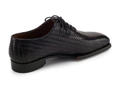 Paul Parkman Black Woven Leather Hand - Welted OxFord Shoes for Men (Id144wn72) by Paul Parkman – Don't Panic Shoes