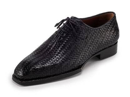 Paul Parkman Black Woven Leather Hand - Welted OxFord Shoes for Men (Id144wn72) by Paul Parkman – Don't Panic Shoes
