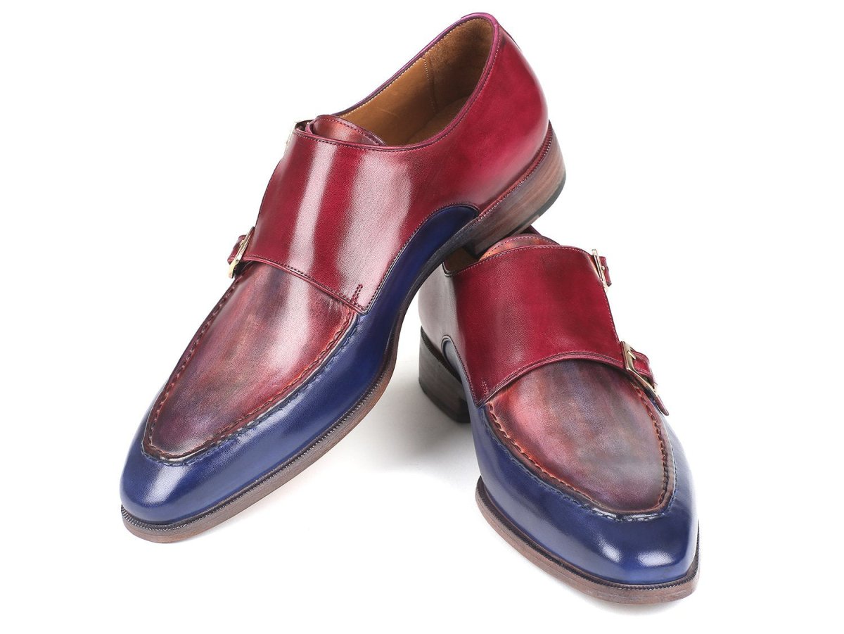 Paul Parkman Blue And Bordeaux Double Monkstraps (IdSw533yr) by Paul Parkman – Don't Panic Shoes