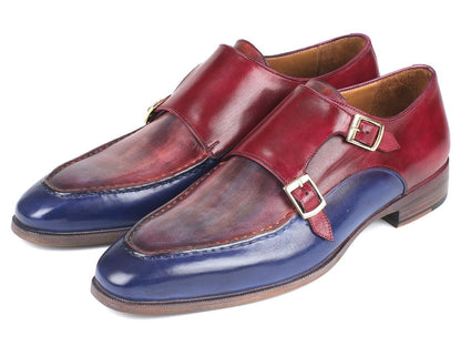 Paul Parkman Blue And Bordeaux Double Monkstraps (IdSw533yr) by Paul Parkman – Don't Panic Shoes