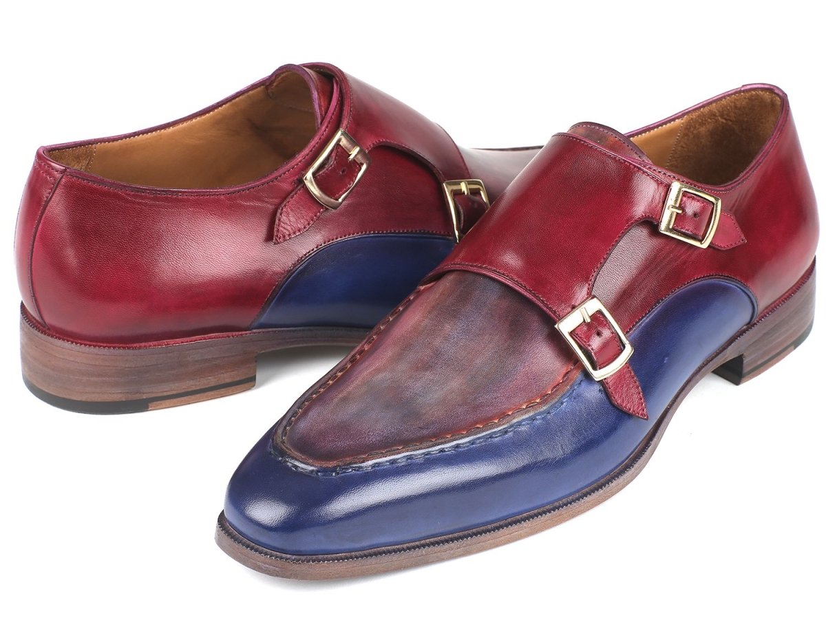 Paul Parkman Blue And Bordeaux Double Monkstraps (IdSw533yr) by Paul Parkman – Don't Panic Shoes