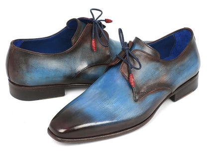 Paul Parkman Blue And Brown Hand Painted Derby Shoes (Id326 - Blubrw) by Paul Parkman – Don't Panic Shoes
