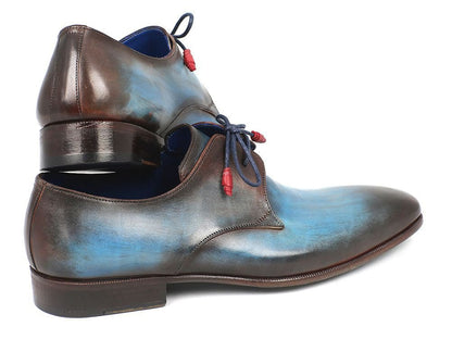 Paul Parkman Blue And Brown Hand Painted Derby Shoes (Id326 - Blubrw) by Paul Parkman – Don't Panic Shoes