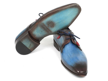 Paul Parkman Blue And Brown Hand Painted Derby Shoes (Id326 - Blubrw) by Paul Parkman – Don't Panic Shoes