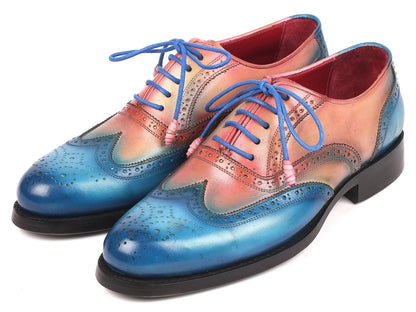 Paul Parkman Blue And Pink Men's Wingtip Oxfords Goodyear Welted (Id027 - Blupnk) by Paul Parkman – Don't Panic Shoes