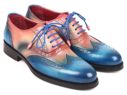 Paul Parkman Blue And Pink Men's Wingtip Oxfords Goodyear Welted (Id027 - Blupnk) by Paul Parkman – Don't Panic Shoes