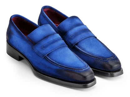 Paul Parkman Blue Antique Suede Goodyear Welted Loafers (Id36bq94) by Paul Parkman – Don't Panic Shoes