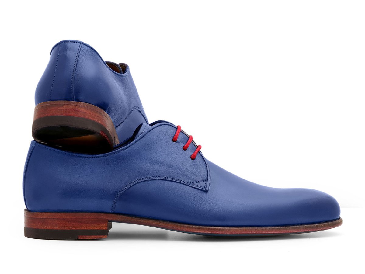 Paul Parkman Blue Hand Painted Derby Shoes (Id633blu13) by Paul Parkman – Don't Panic Shoes