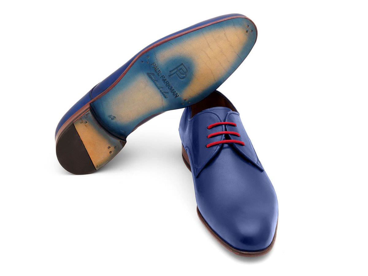 Paul Parkman Blue Hand Painted Derby Shoes (Id633blu13) by Paul Parkman – Don't Panic Shoes