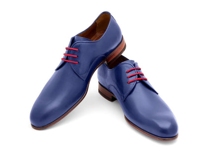 Paul Parkman Blue Hand Painted Derby Shoes (Id633blu13) by Paul Parkman – Don't Panic Shoes