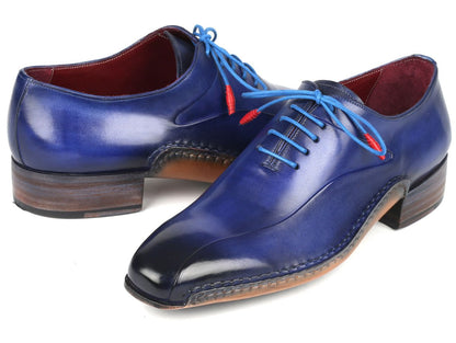 Paul Parkman Blue Leather Oxford Shoes Side Hand - Sewn (Id018 - Blu) by Paul Parkman – Don't Panic Shoes