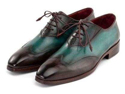 Paul Parkman Brown And Green Patina Leather Wingtip Oxford Shoes Al3257sj by Paul Parkman – Don't Panic Shoes