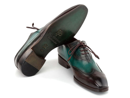 Paul Parkman Brown And Green Patina Leather Wingtip Oxford Shoes Al3257sj by Paul Parkman – Don't Panic Shoes